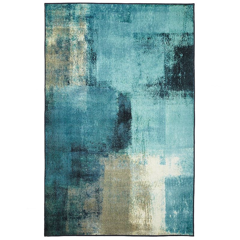 Mohawk Home Prismatic Blurred Geo EverStrand Rug, Blue, 5X8 Ft