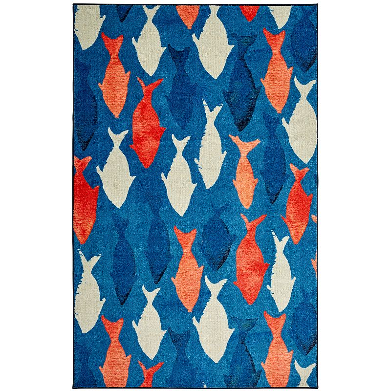 Mohawk Home Prismatic Coastal Catch EverStrand Rug, Blue, 5X8 Ft