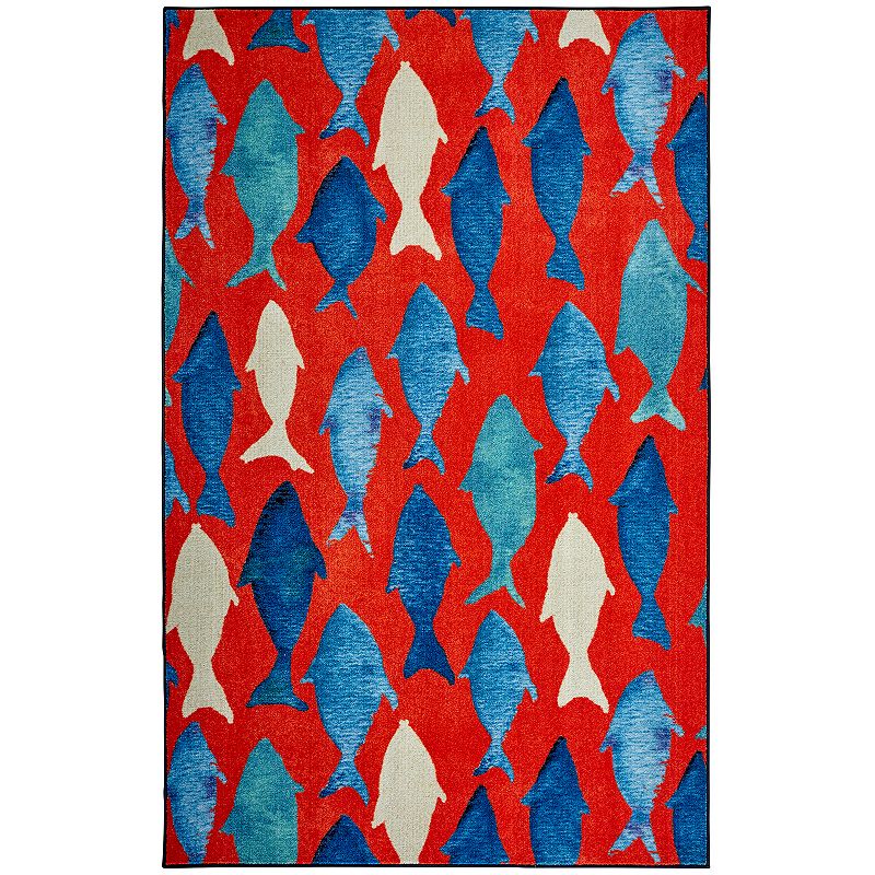 Mohawk Home Prismatic Coastal Catch EverStrand Rug, Red, 8X10 Ft