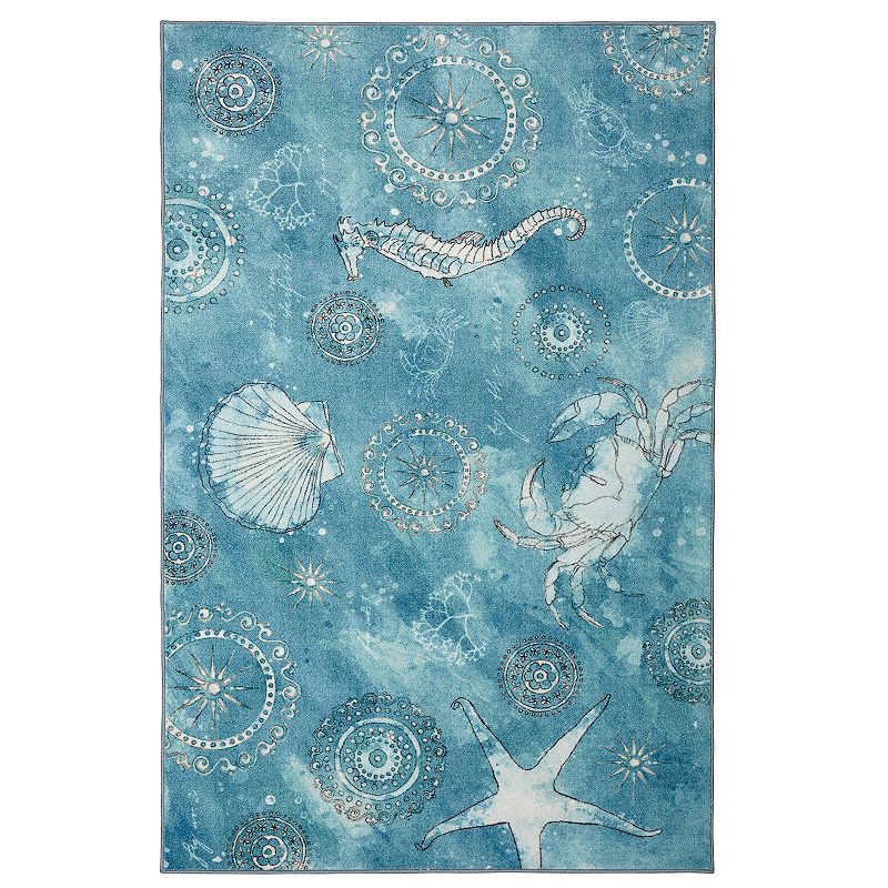 Mohawk Home Prismatic Coastal Splash EverStrand Rug, Blue, 5X8 Ft