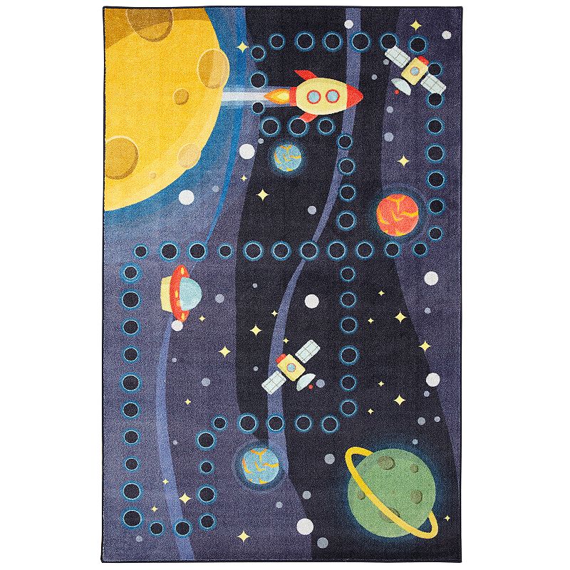 Mohawk Home Kids Interactive Prismatic Space Rocket EverStrand Rug, Multico