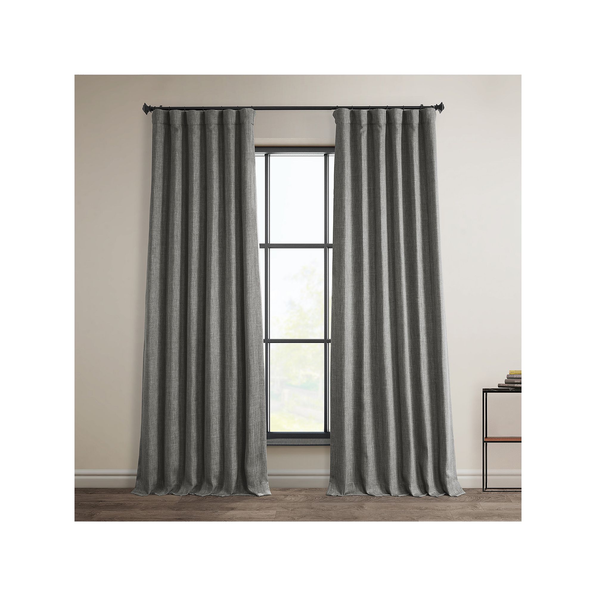 EFF Faux Linen Blackout Window Curtain, Blazer Gray