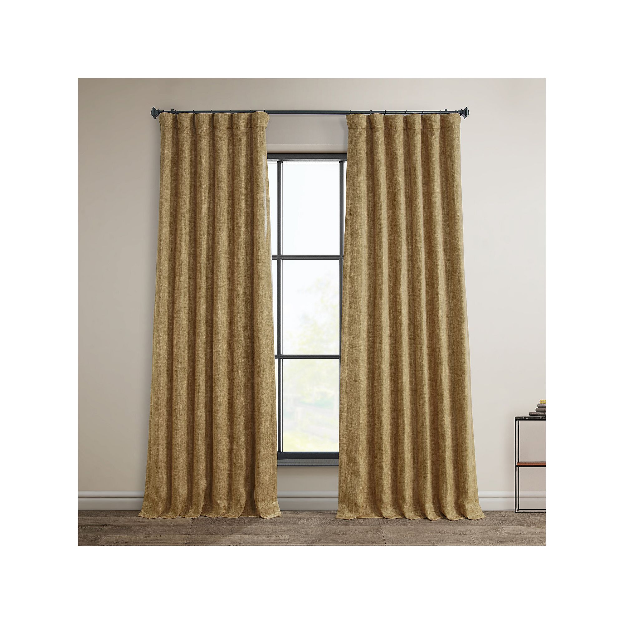 EFF Faux Linen Blackout Window Curtain, Butterscotch