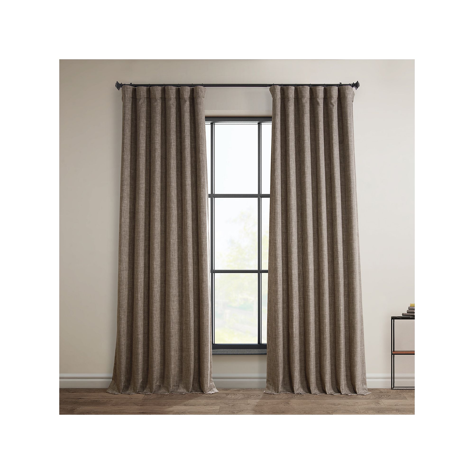 EFF Faux Linen Blackout Window Curtain, Dutch Brown