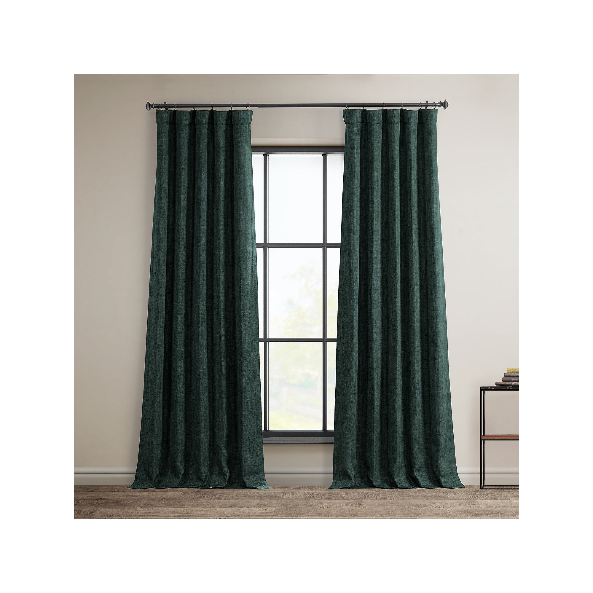 EFF Faux Linen Blackout Window Curtain, Focal Green