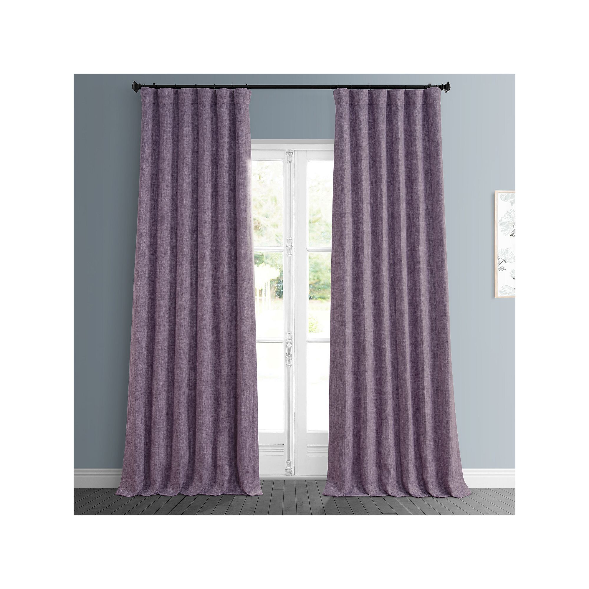 EFF Faux Linen Blackout Window Curtain, Purple