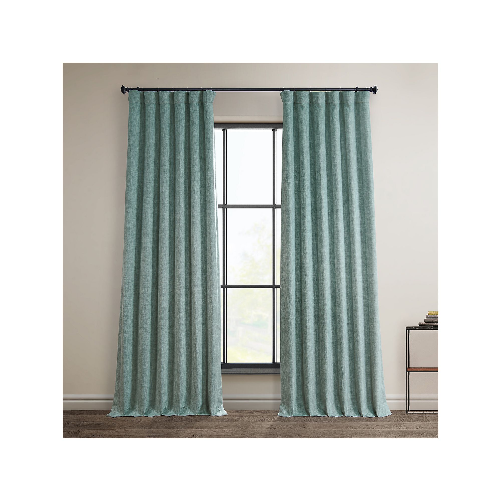 EFF Faux Linen Blackout Window Curtain, Thistle
