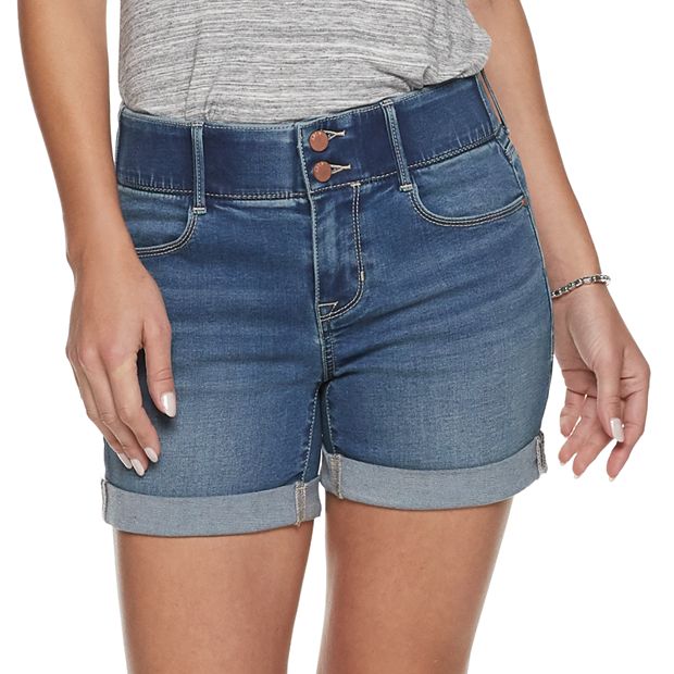 HDE Junior's Womens Mid Rise Stretchy Denim Jean Shorts (Blue, Small)