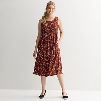 Women's Croft & Barrow® Smocked Midi Dress