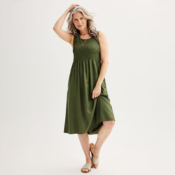 Women's Croft & Barrow® Smocked Swing Midi Dress