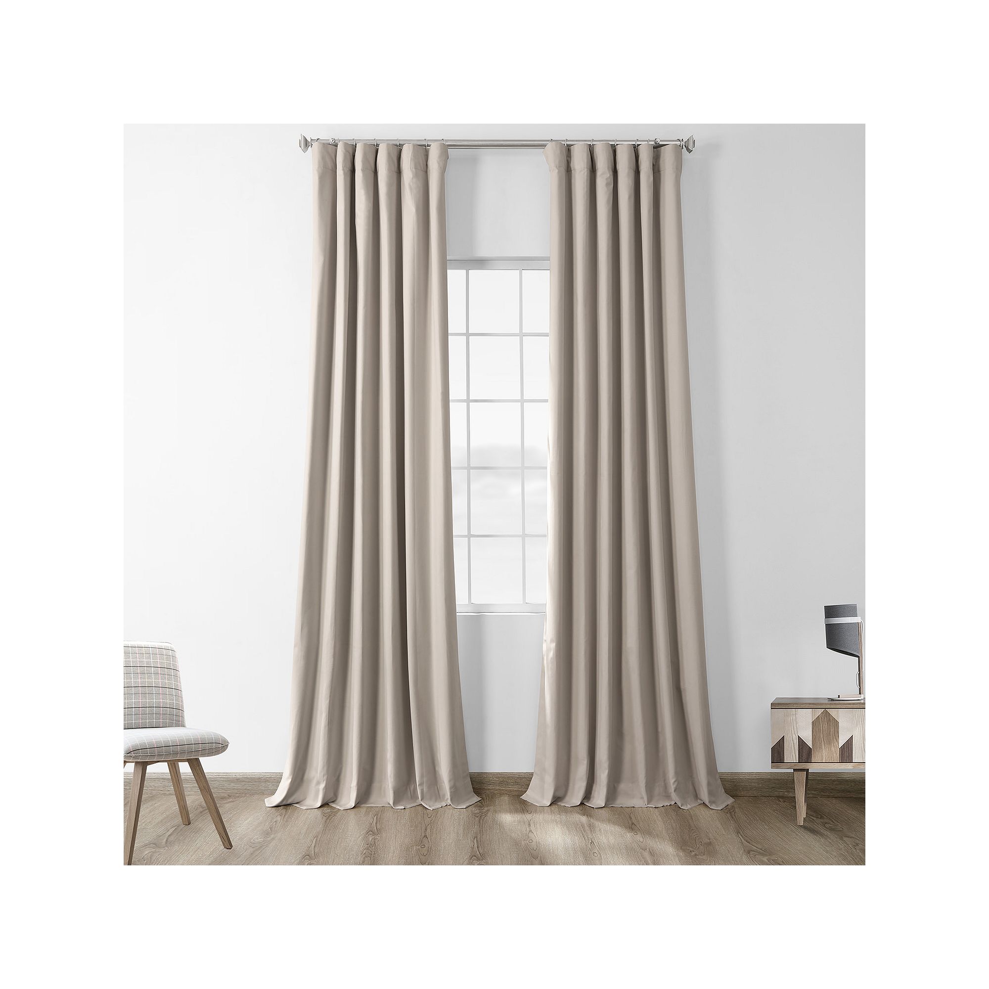 EFF Solid Cotton Blackout Curtain Panel, Hazelwood Beige