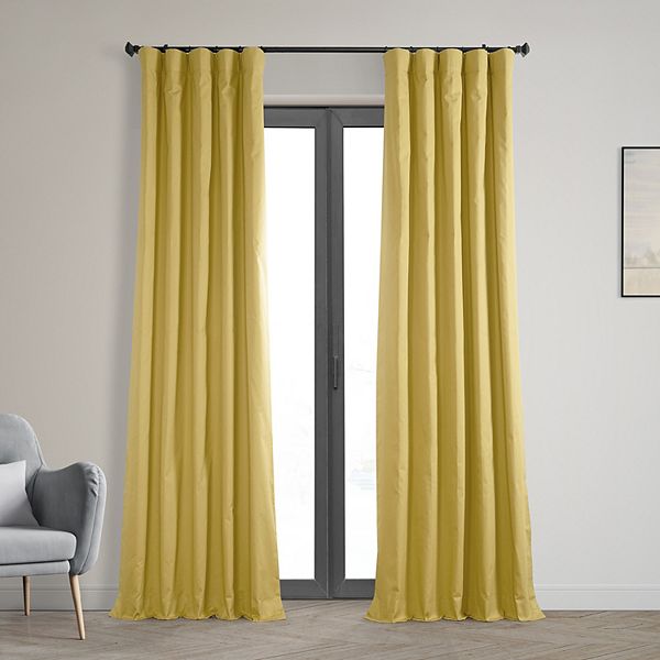 Exclusive Fabrics & Furnishings Light Ochre Yellow Solid Cotton 50 in. W x 108 in. L Rod Pocket Blackout Curtain (Single Panel)