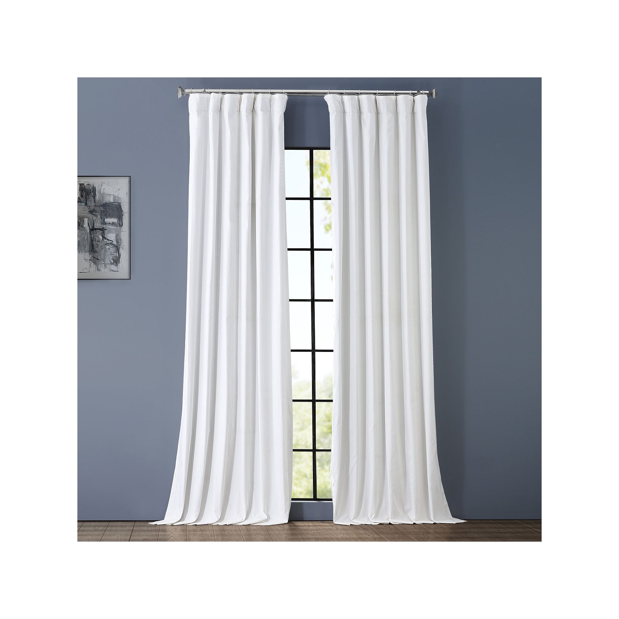 EFF Solid Cotton Blackout Curtain Panel, Whisper White