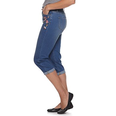Women's Croft & Barrow® Comfort Waist Cuffed Jean Capris