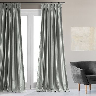 EFF Blackout Vintage Textured Faux Dupioni Silk Pleated Window Curtain Panel