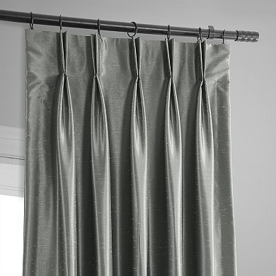 EFF Blackout Vintage Textured Faux Dupioni Silk Pleated Window Curtain Panel