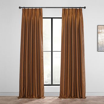 EFF Blackout Vintage Textured Faux Dupioni Silk Pleated Window Curtain Panel