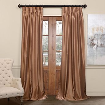 EFF Blackout Vintage Textured Faux Dupioni Silk Pleated Window Curtain Panel