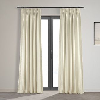 EFF Blackout Vintage Textured Faux Dupioni Silk Pleated Window Curtain Panel