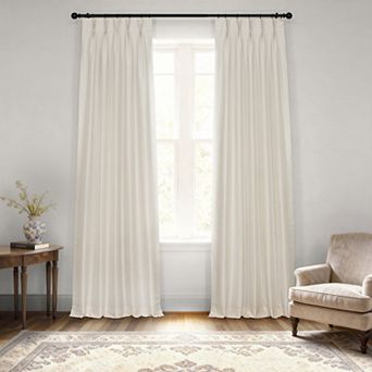 EFF Blackout Vintage Textured Faux Dupioni Silk Pleated Window Curtain Panel