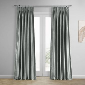 EFF Blackout Vintage Textured Faux Dupioni Silk Pleated Window Curtain Panel