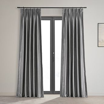 EFF Blackout Vintage Textured Faux Dupioni Silk Pleated Window Curtain Panel