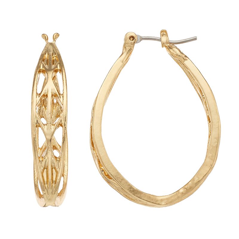 Dana Buchman Gold Tone Hoop Earrings, Womens