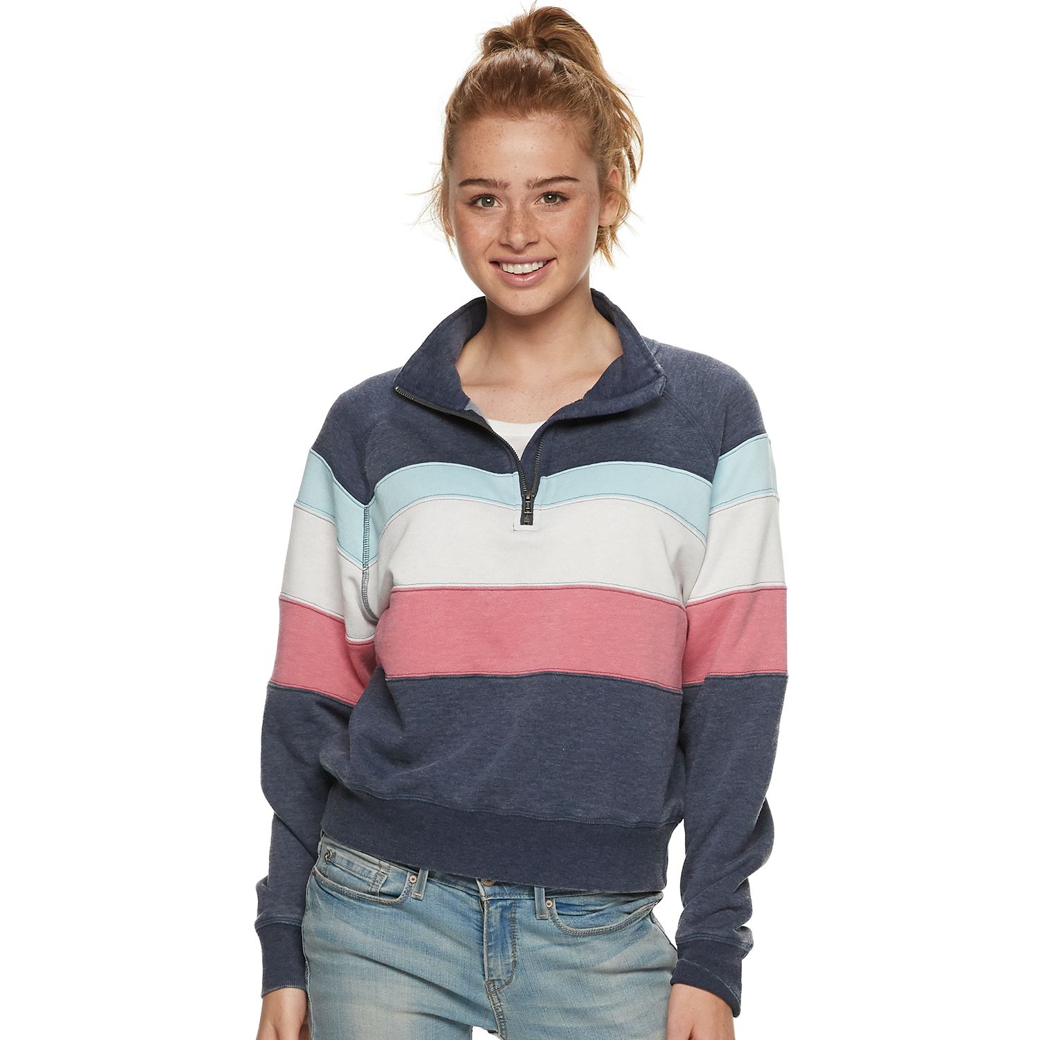 colorblock half zip sweatshirt