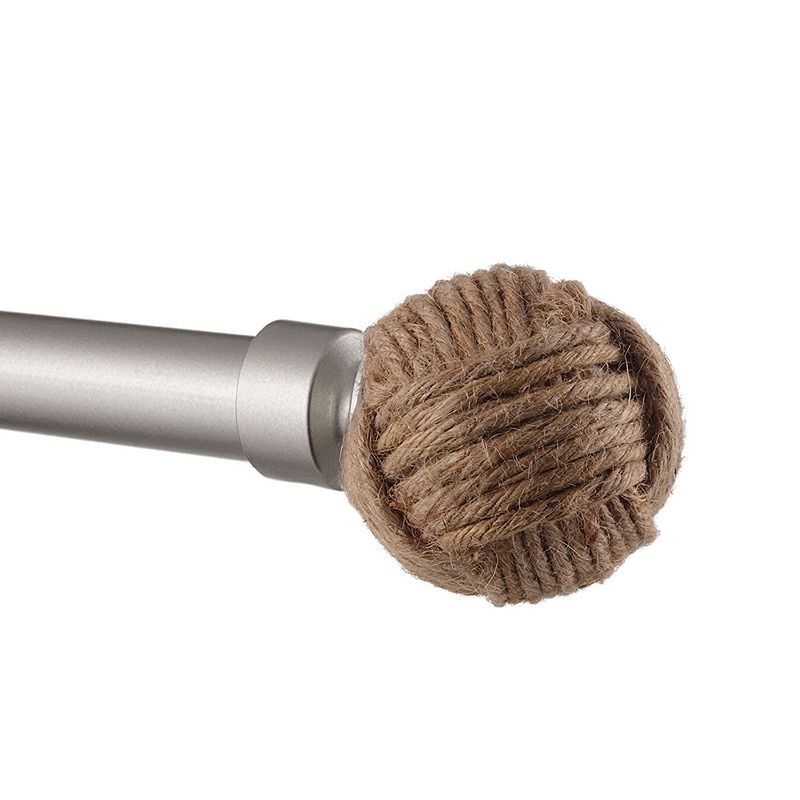 Exclusive Home Rope Knot 1  Curtain Rod and Coordinating Finial Set  Matte Silver  Adjustable 36 -72