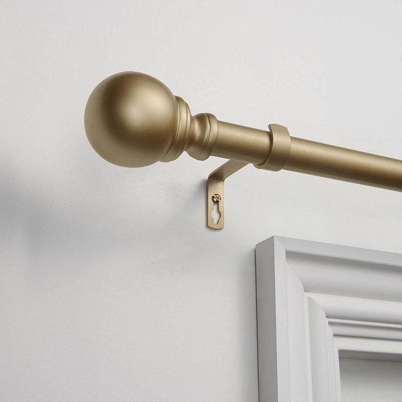 Exclusive Home Sphere 1  Curtain Rod and Finial Set  Gold  Adjustable 36 -72