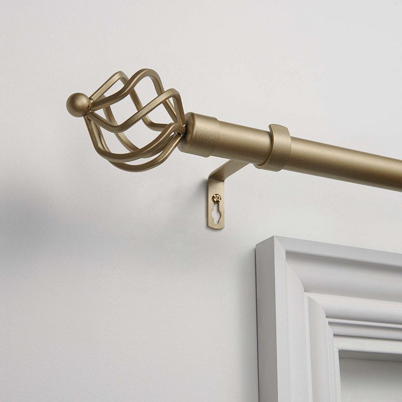 Exclusive Home Torch 1" Curtain Rod and Coordinating Finial Set, Adjustable 66"-120"