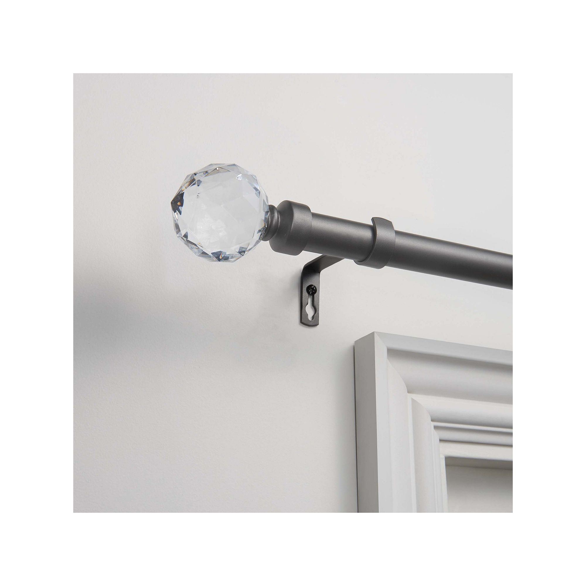 Exclusive Home Crystal Ball 1-in. Curtain Rod, Grey