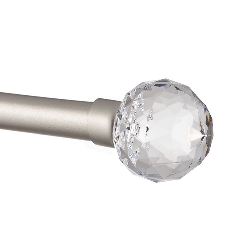 Exclusive Home Crystal Ball 1  Curtain Rod and Finial Set  Matte Silver  Adjustable 36 -72