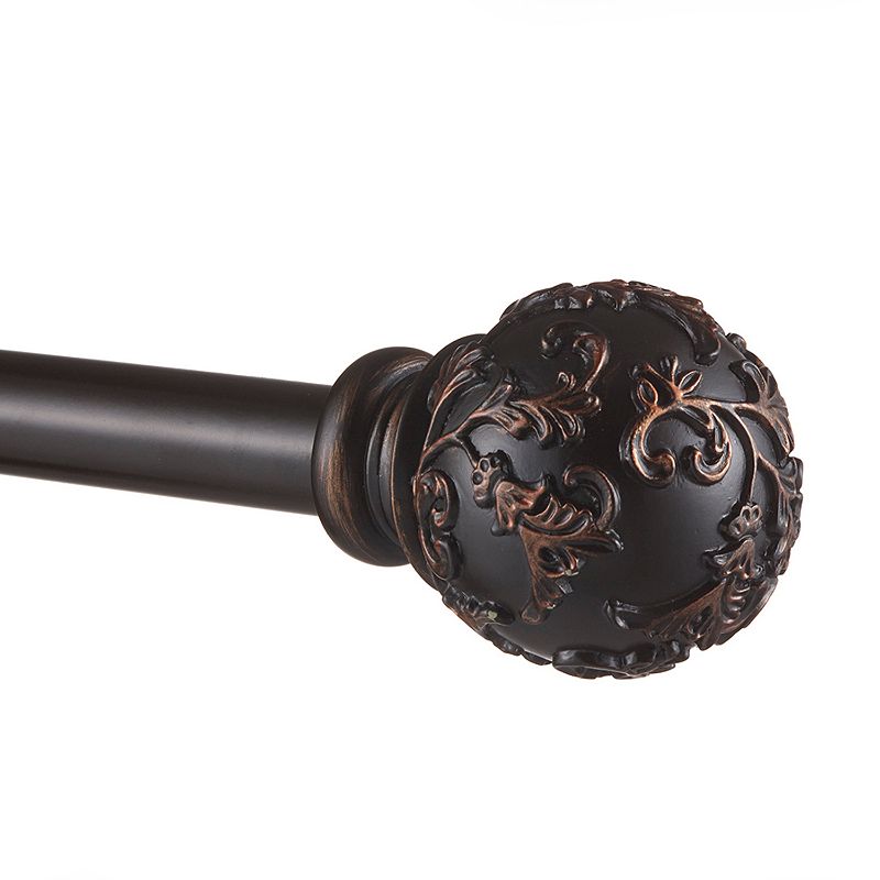 Exclusive Home Vine 1" Curtain Rod and Coordinating Finial Set, Matte Bronze, Adjustable 66"-120"