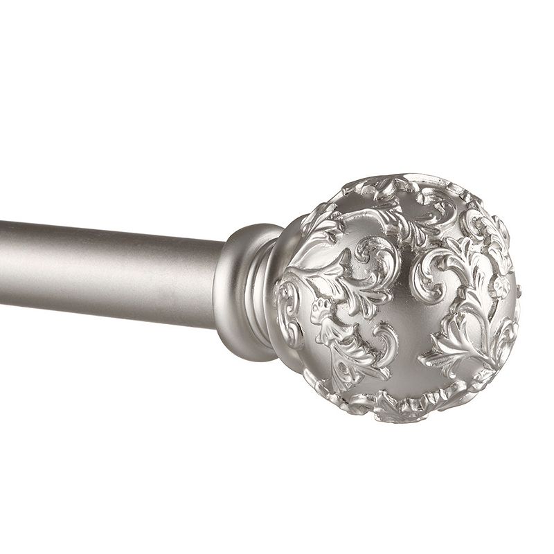 Vine 1" Curtain Rod and Coordinating Finial Set Matte Silver Adjustable 66"120" - Exclusive Home