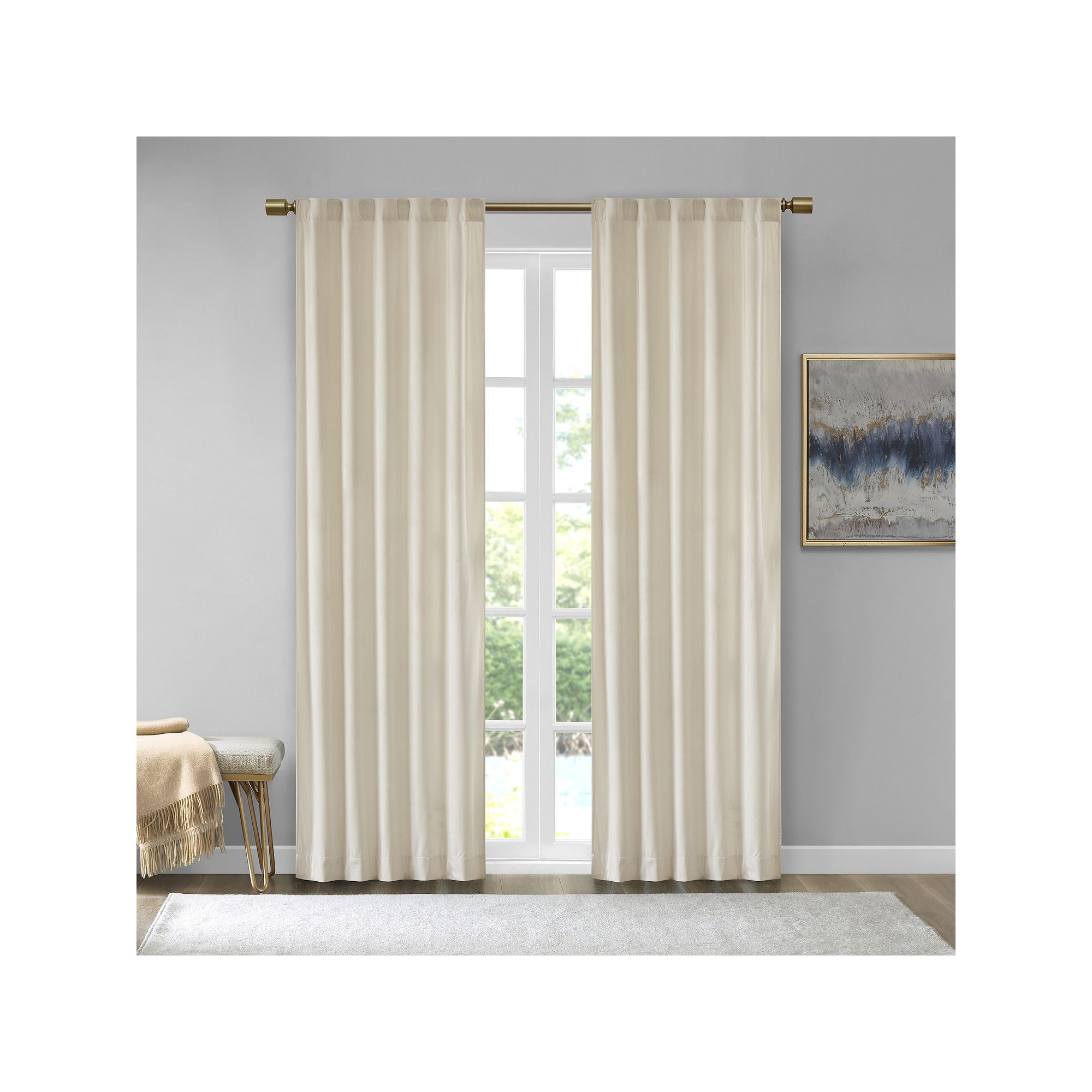 510 Design 2-pack Garett Room Darkening Velvet Rod Pocket Window Curtains, 