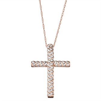 HDI 10k Gold 1/4 Carat T.W. Diamond Cross Pendant