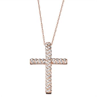 HDI 10k Gold 1/4 Carat T.W. Diamond Cross Pendant
