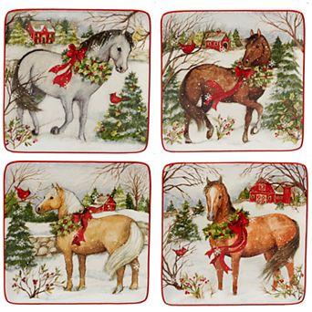Certified International Christmas on the Farm 4 pc Dessert Plate Set