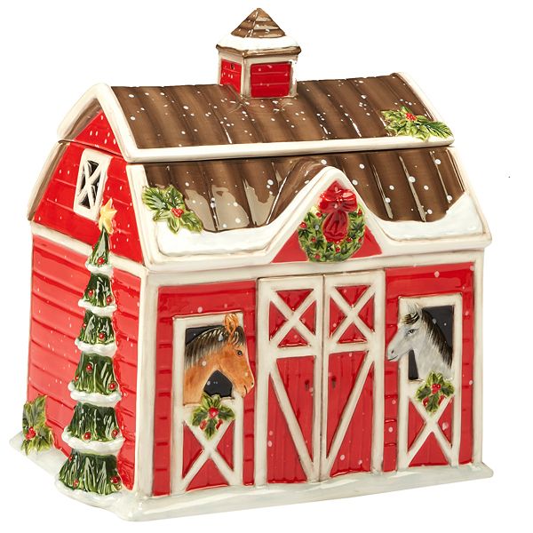 Christmas Farm Cookie Jar - Blue Sky