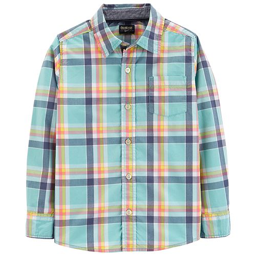 green plaid boys shirt