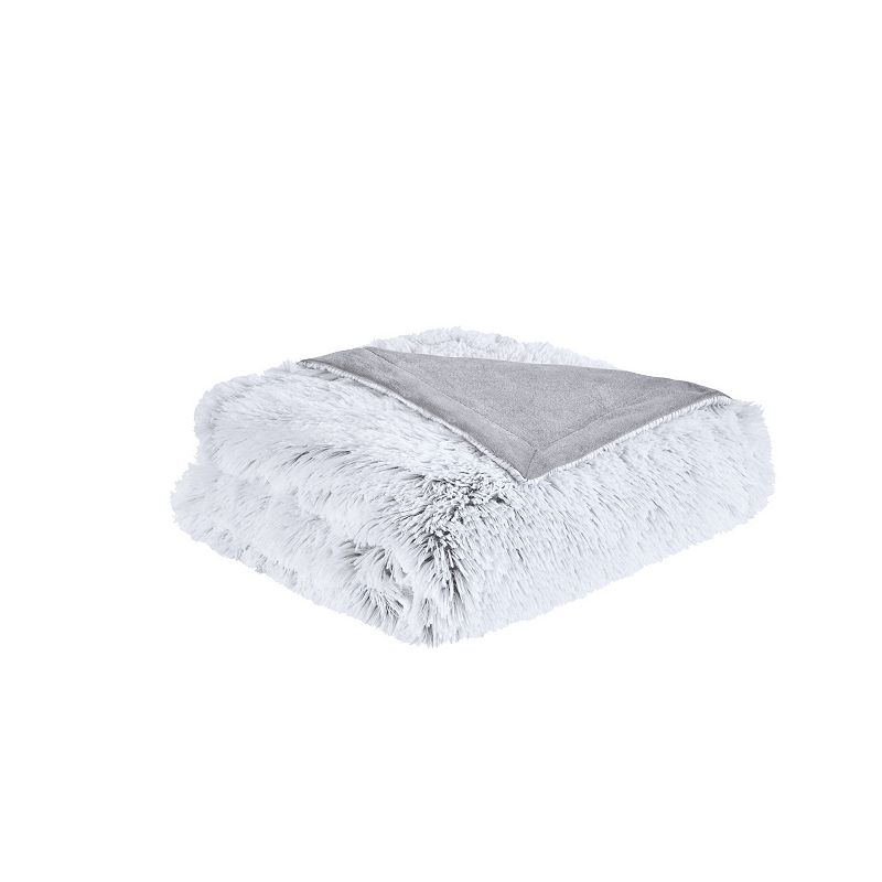 Intelligent Design Maddie Shaggy Faux Fur Throw Blanket, Grey