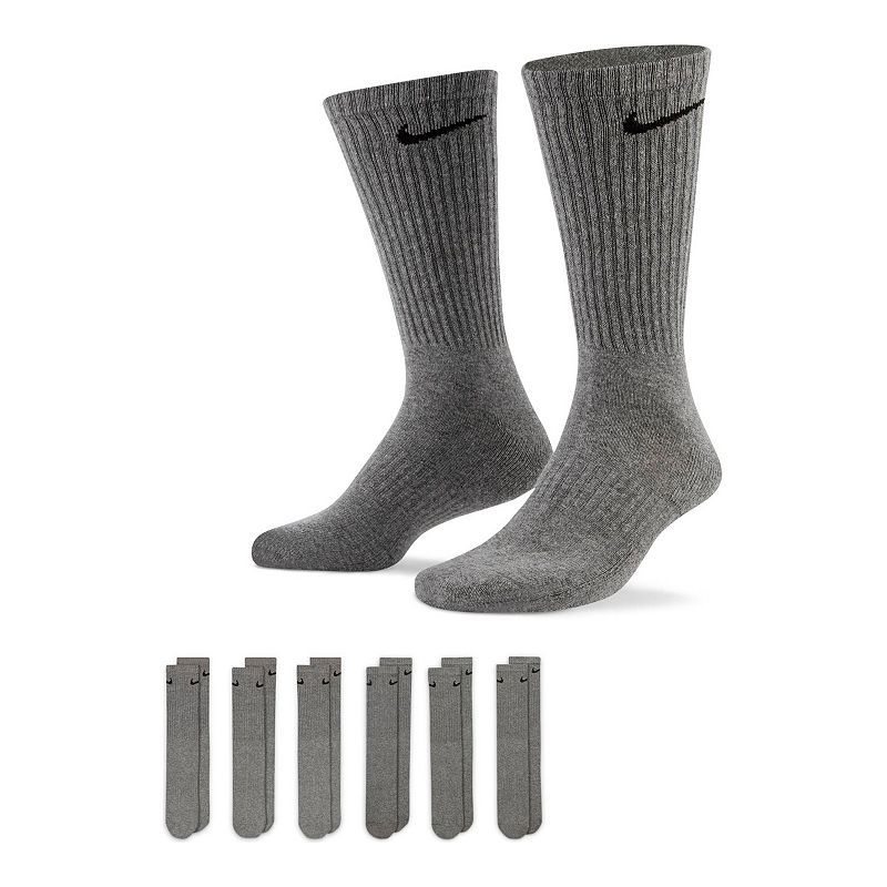 Men's Nike 6-Pack Everyday Cushioned Crew Training Socks, Size: 6-8, Gray