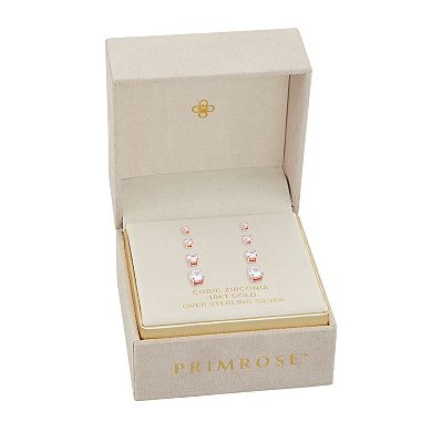 PRIMROSE Sterling Silver Cubic Zirconia Graduated Stud Earring Set of 4