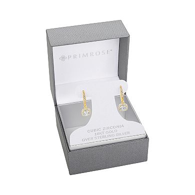 PRIMROSE Sterling Silver Cubic Zirconia Halo Drop Earrings