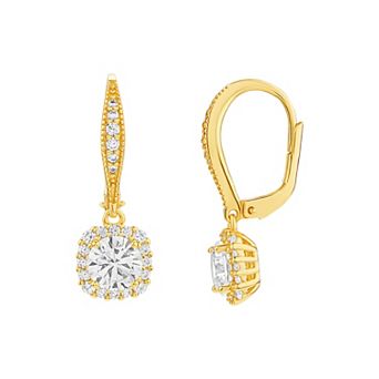PRIMROSE Sterling Silver Cubic Zirconia Halo Drop Earrings