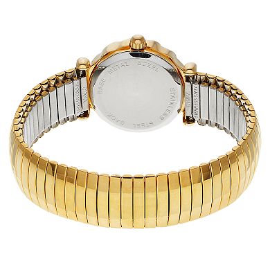 Womens Peugeot Peugeot Women 14Kt Gold Plated Crystal Bezel Watch with Soft Expansion Bracelet