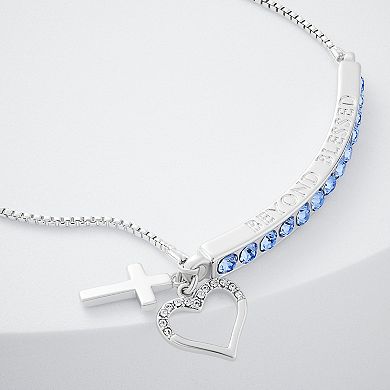 Brilliance Crystal Heart & Cross Bar Adjustable Bracelet