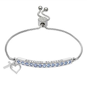 Brilliance Crystal Heart & Cross Bar Adjustable Bracelet