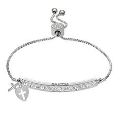 Bloom by Stella Grace Silver Heart Charm Toggle Bracelet